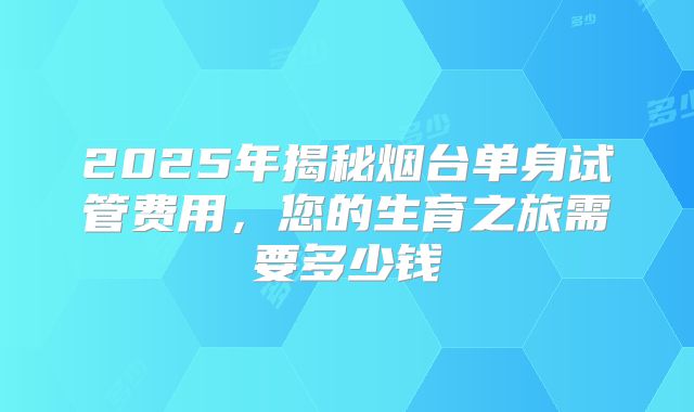 2025年揭秘烟台单身试管费用,您的生育之旅需要多少钱