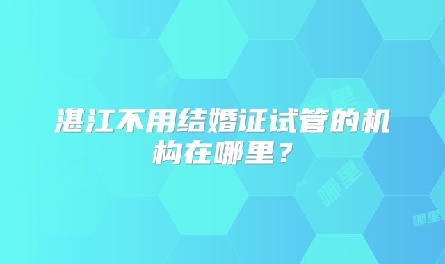 湛江不用结婚证试管的机构在哪里？