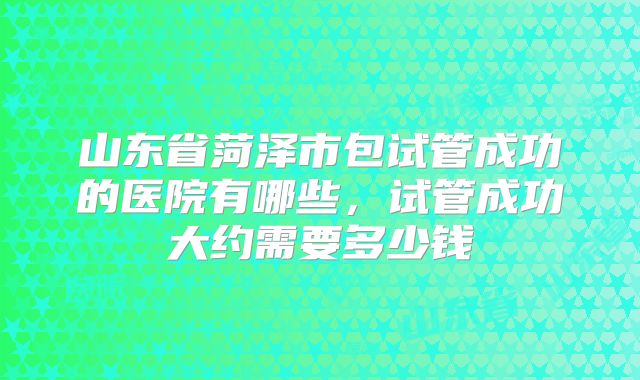 山东省菏泽市包试管成功的医院有哪些,试管成功大约需要多少钱