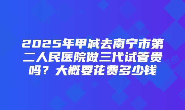 2025年甲减去南宁市第二人民医院做三代试管贵吗?大概要花费多少钱