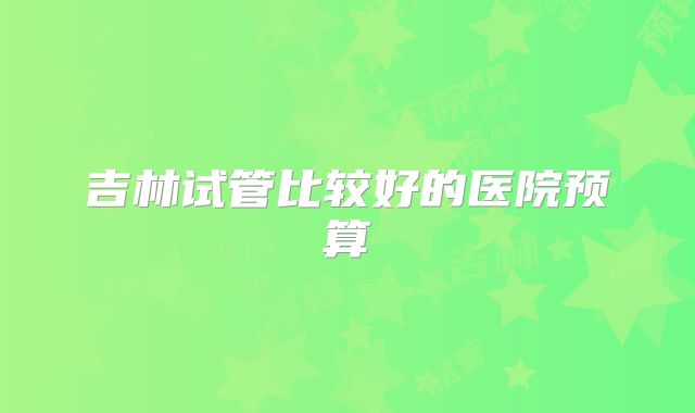 吉林试管比较好的医院预算