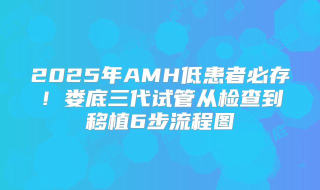 2025年AMH低患者必存！娄底三代试管从检查到移植6步流程图