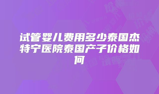 试管婴儿费用多少泰国杰特宁医院泰国产子价格如何