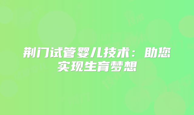 荆门试管婴儿技术：助您实现生育梦想