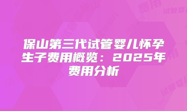 保山第三代试管婴儿怀孕生子费用概览：2025年费用分析