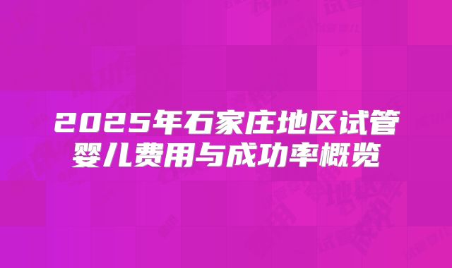 2025年石家庄地区试管婴儿费用与成功率概览
