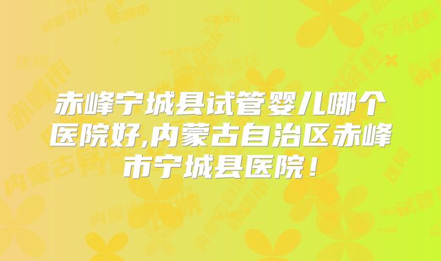 赤峰宁城县试管婴儿哪个医院好,内蒙古自治区赤峰市宁城县医院！