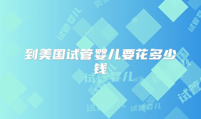 到美国试管婴儿要花多少钱