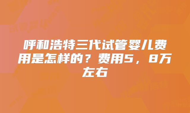 呼和浩特三代试管婴儿费用是怎样的？费用5，8万左右