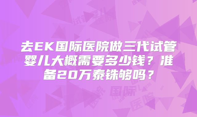去EK国际医院做三代试管婴儿大概需要多少钱？准备20万泰铢够吗？