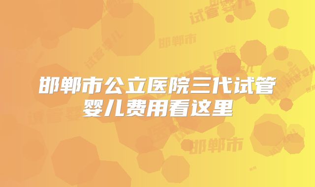 邯郸市公立医院三代试管婴儿费用看这里