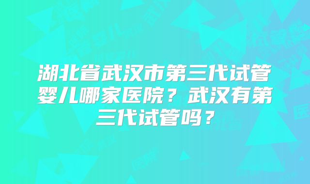 湖北省武汉市第三代试管婴儿哪家医院?武汉有第三代试管吗?