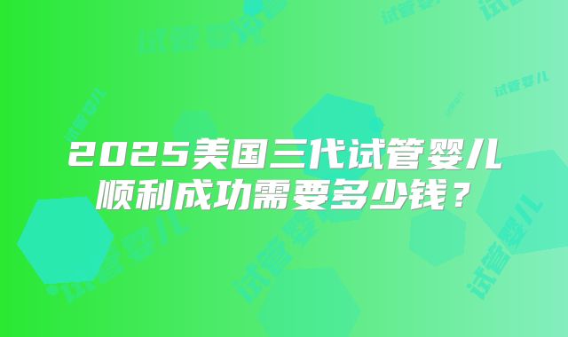 2025美国三代试管婴儿顺利成功需要多少钱？