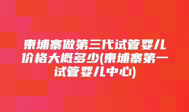 柬埔寨做第三代试管婴儿价格大概多少(柬埔寨第一试管婴儿中心)