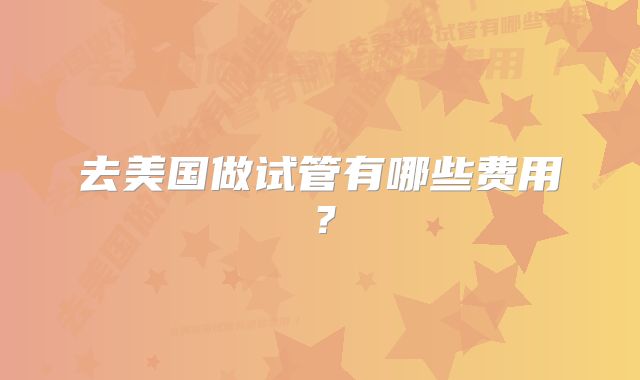 去美国做试管有哪些费用?