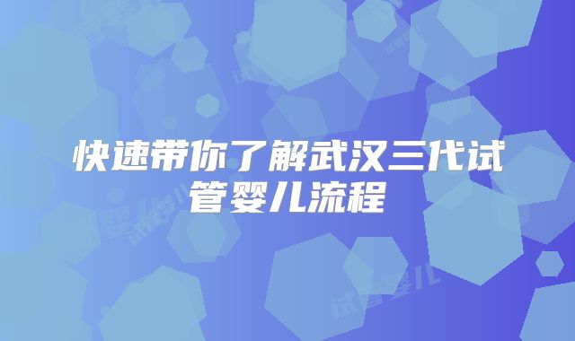 快速带你了解武汉三代试管婴儿流程