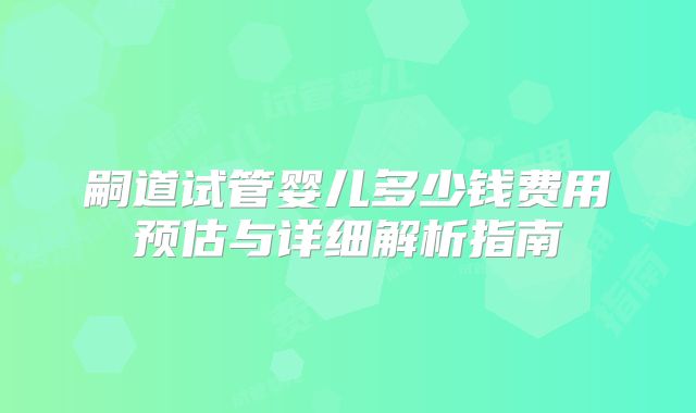 嗣道试管婴儿多少钱费用预估与详细解析指南