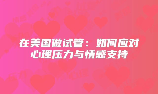 在美国做试管：如何应对心理压力与情感支持