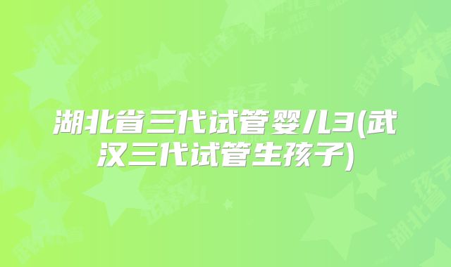 湖北省三代试管婴儿3(武汉三代试管生孩子)