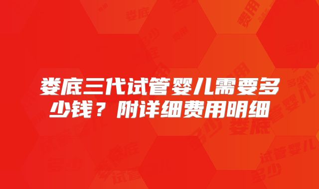 娄底三代试管婴儿需要多少钱？附详细费用明细