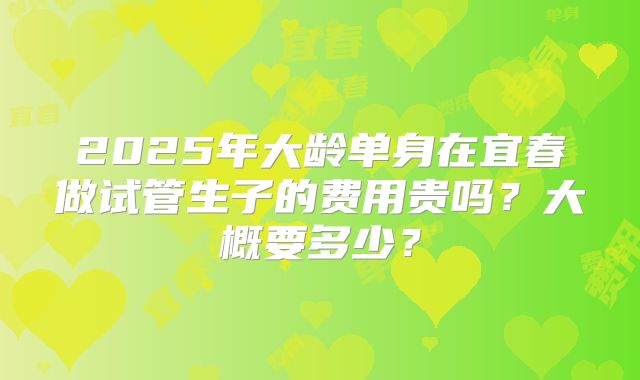 2025年大龄单身在宜春做试管生子的费用贵吗？大概要多少？