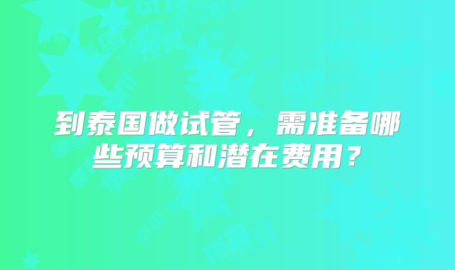 到泰国做试管,需准备哪些预算和潜在费用?