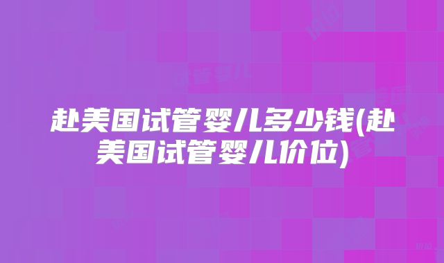 赴美国试管婴儿多少钱(赴美国试管婴儿价位)
