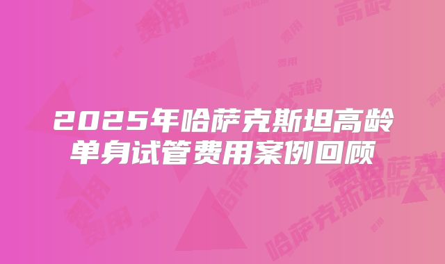 2025年哈萨克斯坦高龄单身试管费用案例回顾