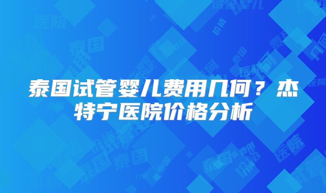 泰国试管婴儿费用几何？杰特宁医院价格分析