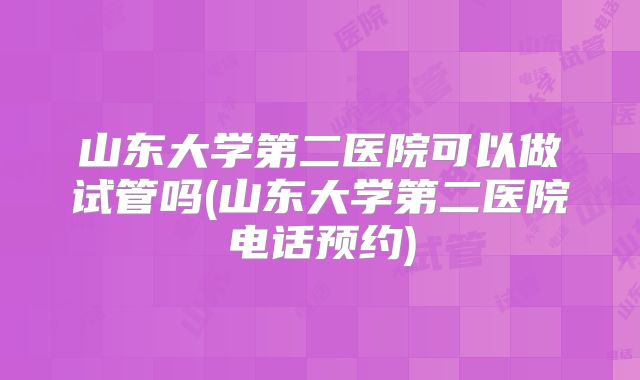 山东大学第二医院可以做试管吗(山东大学第二医院电话预约)