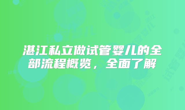湛江私立做试管婴儿的全部流程概览，全面了解