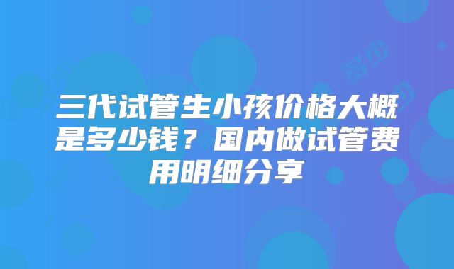 三代试管生小孩价格大概是多少钱?国内做试管费用明细分享