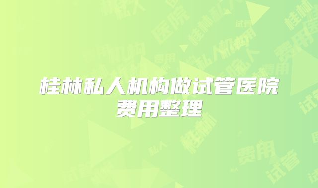 桂林私人机构做试管医院费用整理