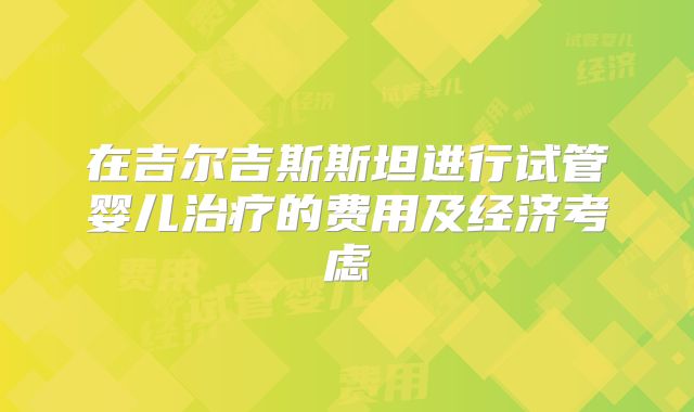 在吉尔吉斯斯坦进行试管婴儿治疗的费用及经济考虑