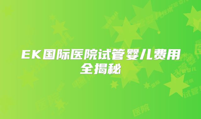 EK国际医院试管婴儿费用全揭秘