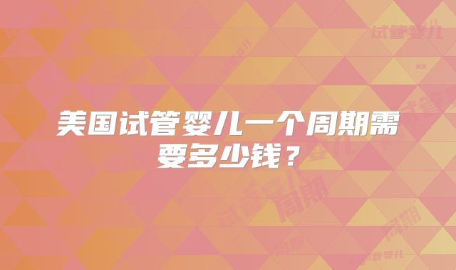 美国试管婴儿一个周期需要多少钱？
