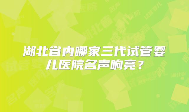 湖北省内哪家三代试管婴儿医院名声响亮？