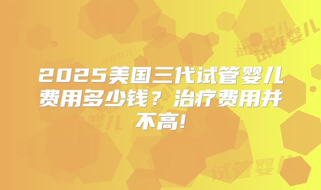 2025美国三代试管婴儿费用多少钱？治疗费用并不高!