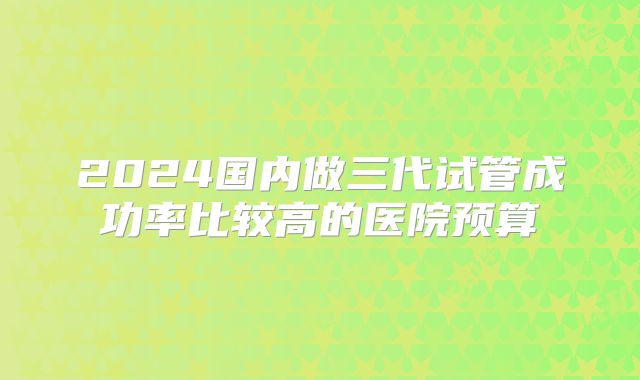 2024国内做三代试管成功率比较高的医院预算
