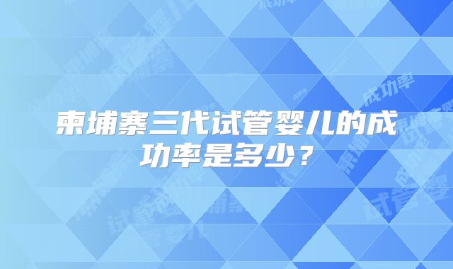 柬埔寨三代试管婴儿的成功率是多少？