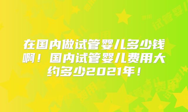 在国内做试管婴儿多少钱啊!国内试管婴儿费用大约多少2021年!