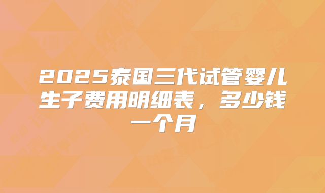 2025泰国三代试管婴儿生子费用明细表，多少钱一个月