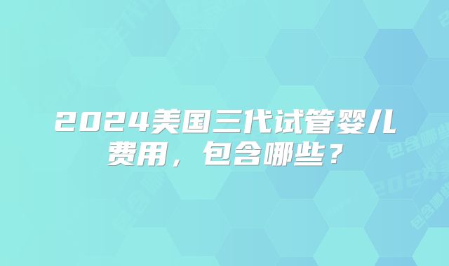 2024美国三代试管婴儿费用,包含哪些?