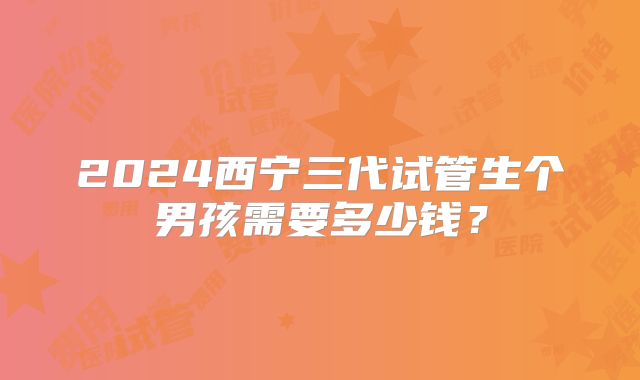 2024西宁三代试管生个男孩需要多少钱？