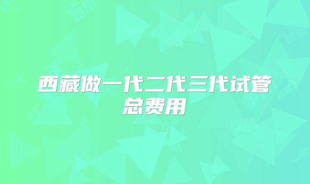 西藏做一代二代三代试管总费用