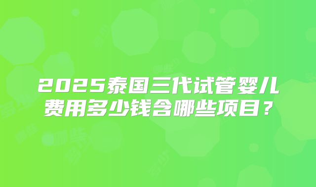 2025泰国三代试管婴儿费用多少钱含哪些项目？