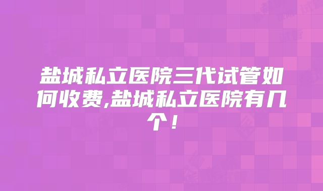 盐城私立医院三代试管如何收费,盐城私立医院有几个！