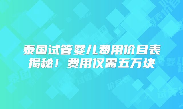 泰国试管婴儿费用价目表揭秘!费用仅需五万块