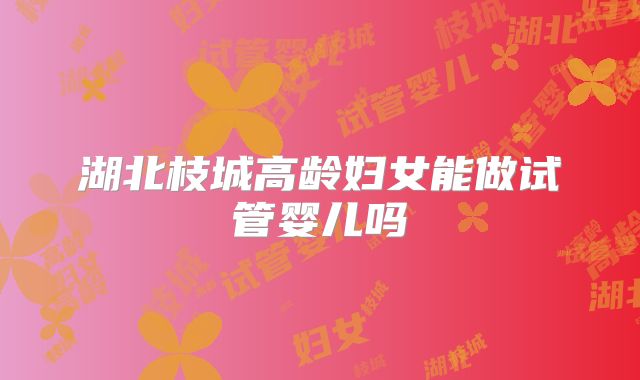 湖北枝城高龄妇女能做试管婴儿吗