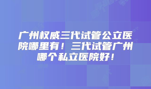 广州权威三代试管公立医院哪里有！三代试管广州哪个私立医院好！